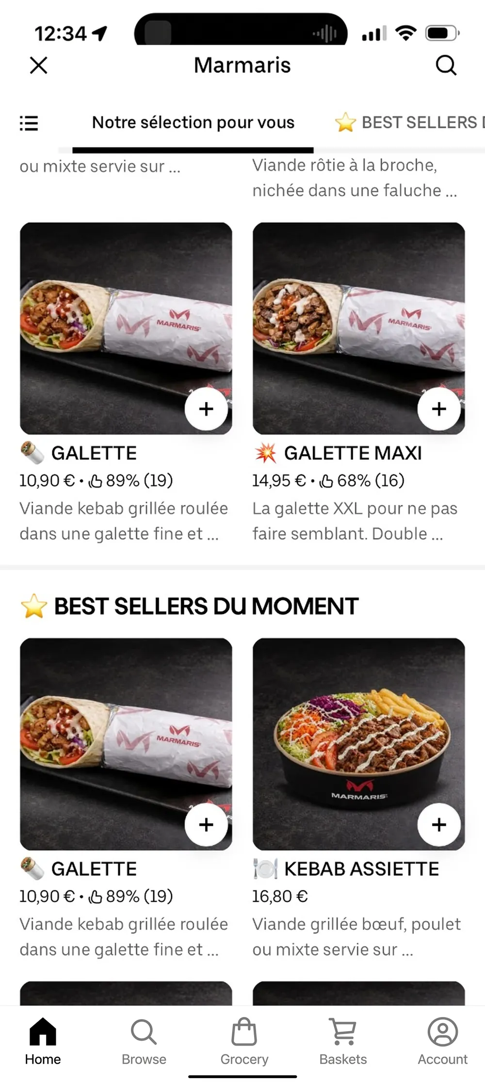 Menu Uber Eats redesign&eacute;