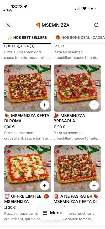 Carte restaurant optimisée sur Uber Eats