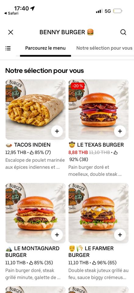 Carte restaurant optimisée sur Uber Eats