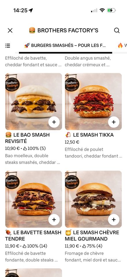 Carte restaurant optimisée sur Uber Eats
