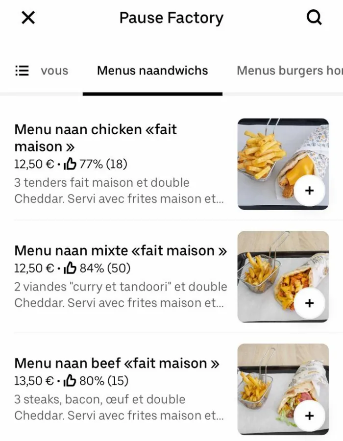Profil Uber Eats avant optimisation ExpertPlace