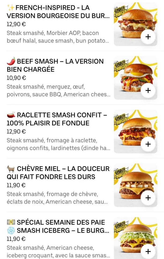 Profil Uber Eats Smash Burger Besançon — Après optimisation