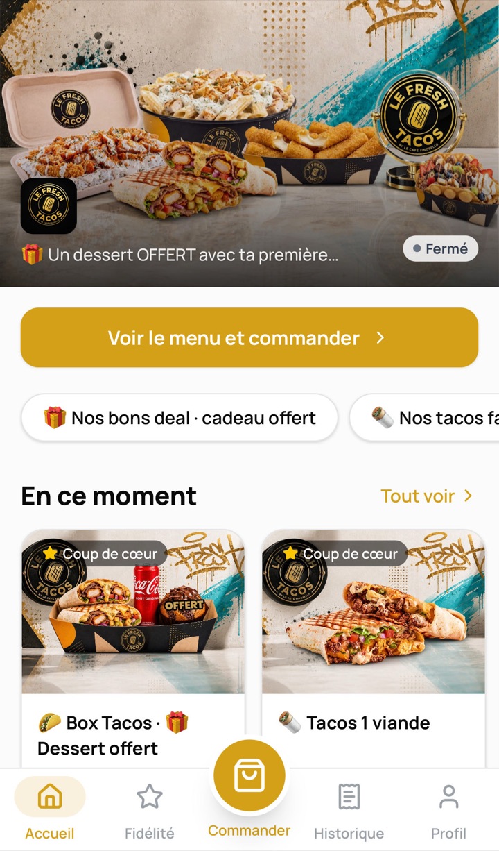 Application de commande Le Fresh Tacos