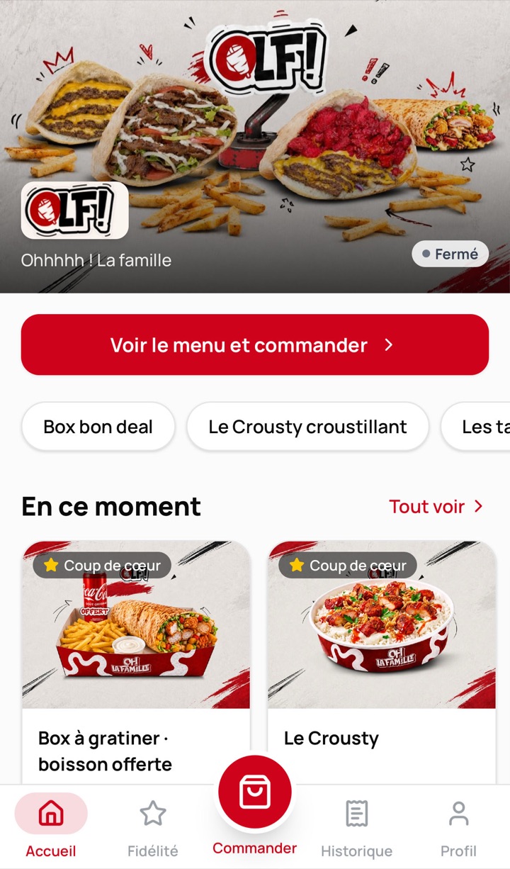 Application de commande Oh La Famille